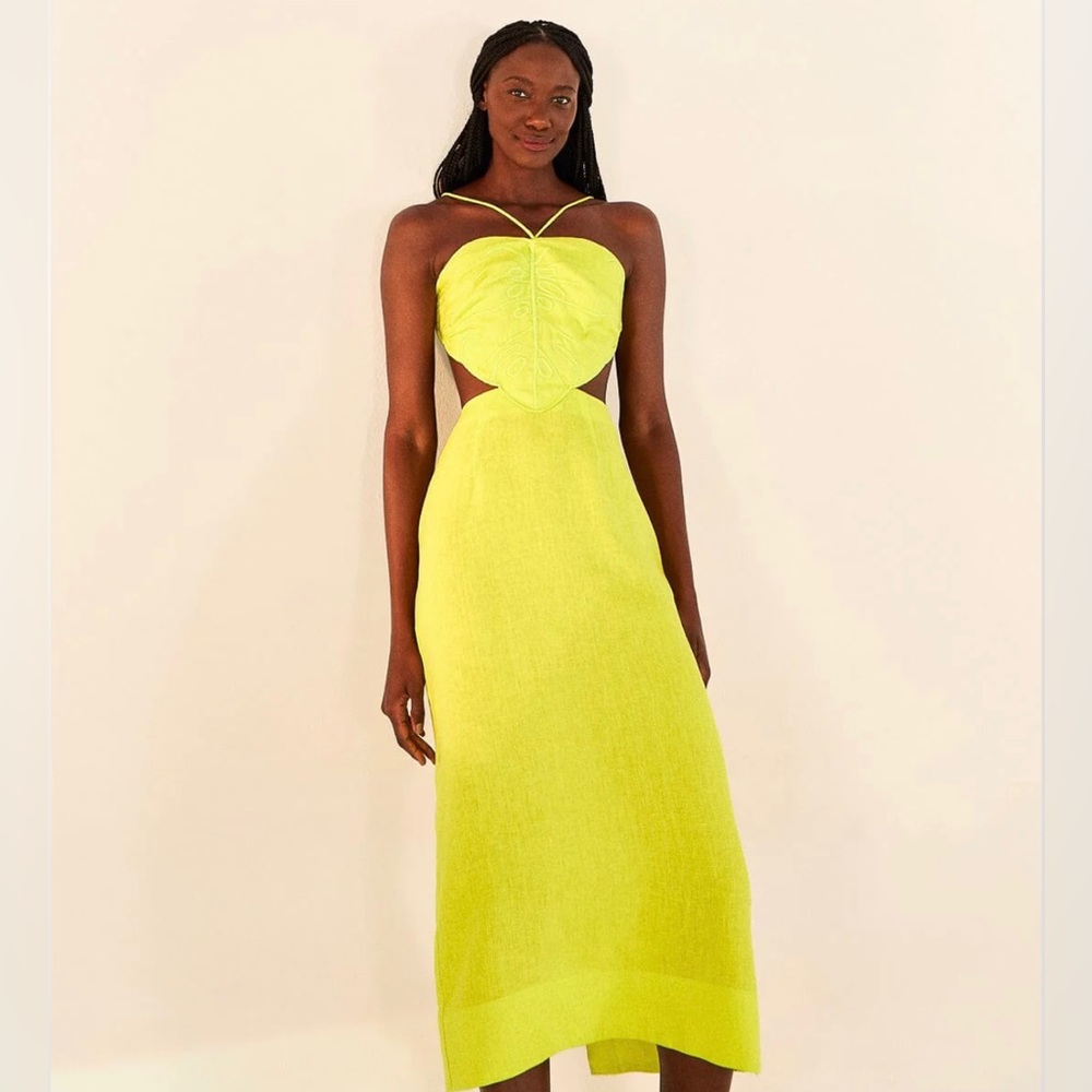 NWT Farm Rio Lime Green Monstera Midi Dress